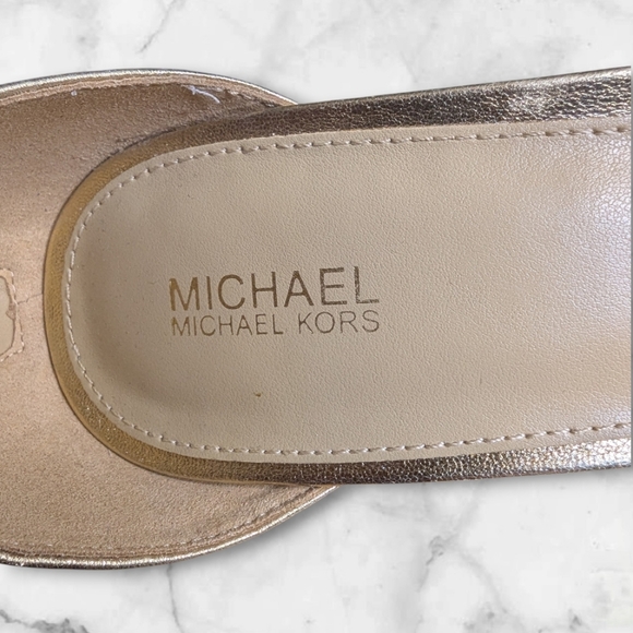✨ MICHAEL Michael Kors Metallic Gold Ankle Strap Heels | Size 10 ✨ - Picture 9 of 11